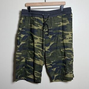 Kenneth Cole Mens Cotton Cargo Shorts 42 Green Camo Utility Summer Casual